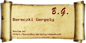 Bereczki Gergely névjegykártya